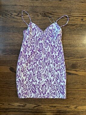 Zara purple floral spaghetti strap dress
